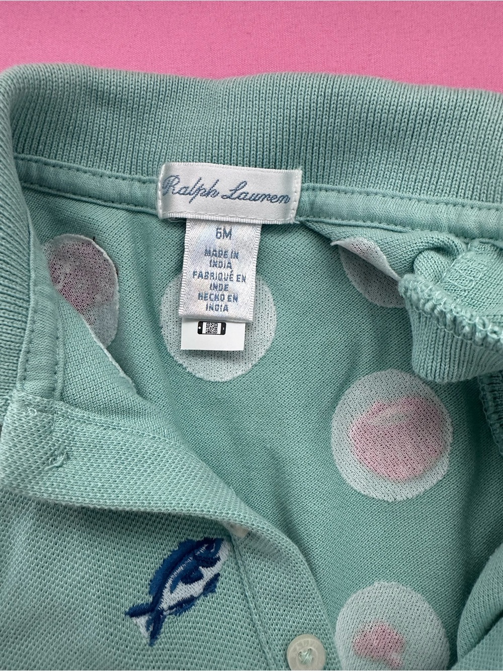 Ralph Lauren Mint Green Polo Romper with Sea Embroidery - Picture 3 of 3